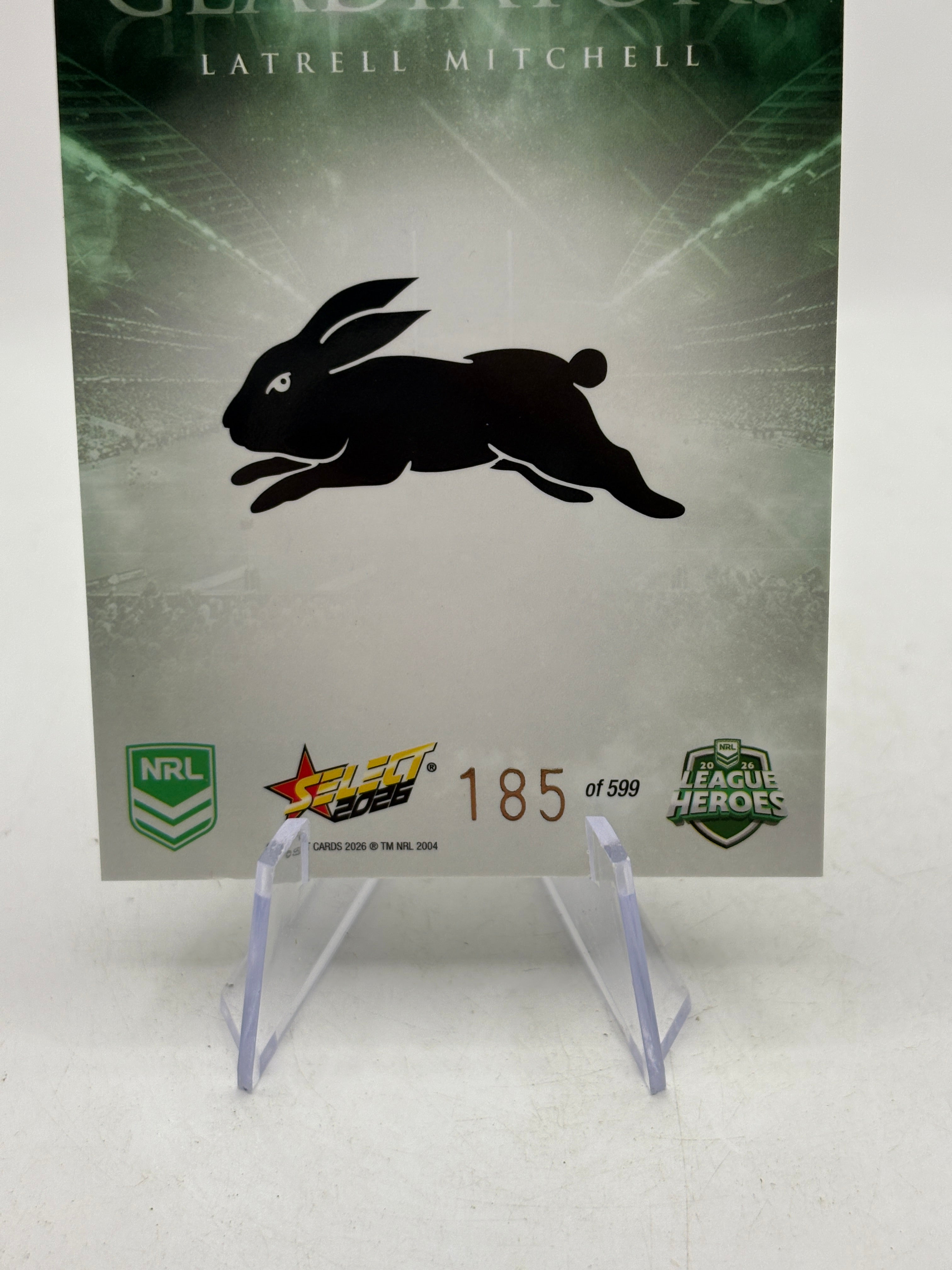 2026 Select NRL Gladiators G113 Latrell Mitchell 185/599 South Sydney Rabitohs, photo 8